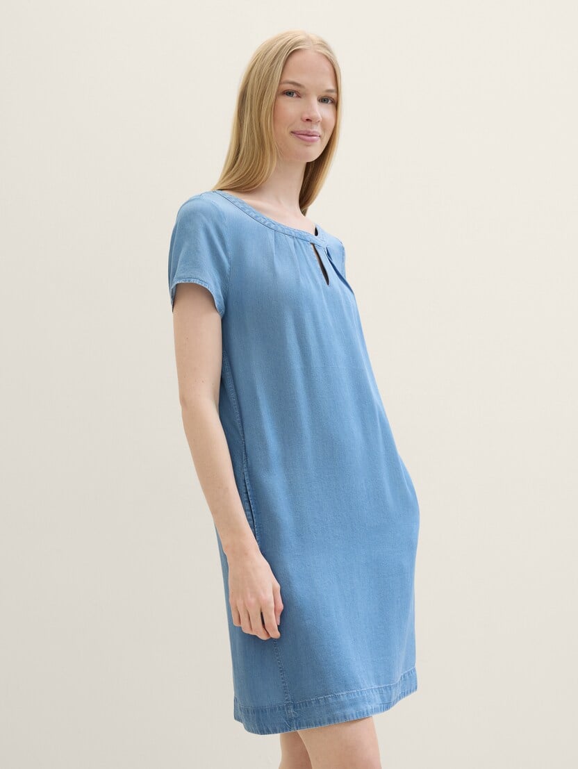 Tencel haljina s naborima - Plava_2151479