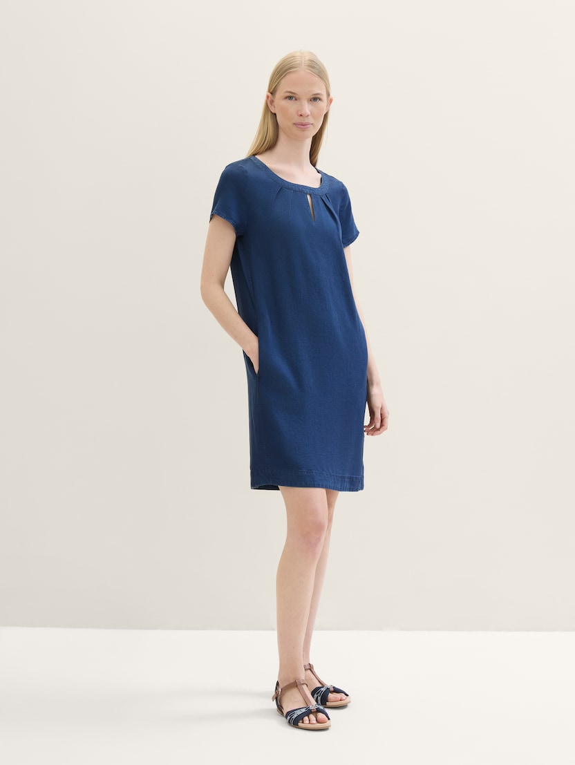 Tencel haljina s naborima - Plava-1042954-10110-14