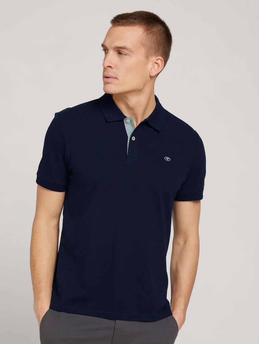 Polo majica z vezenim logotipom - Modra_9346723