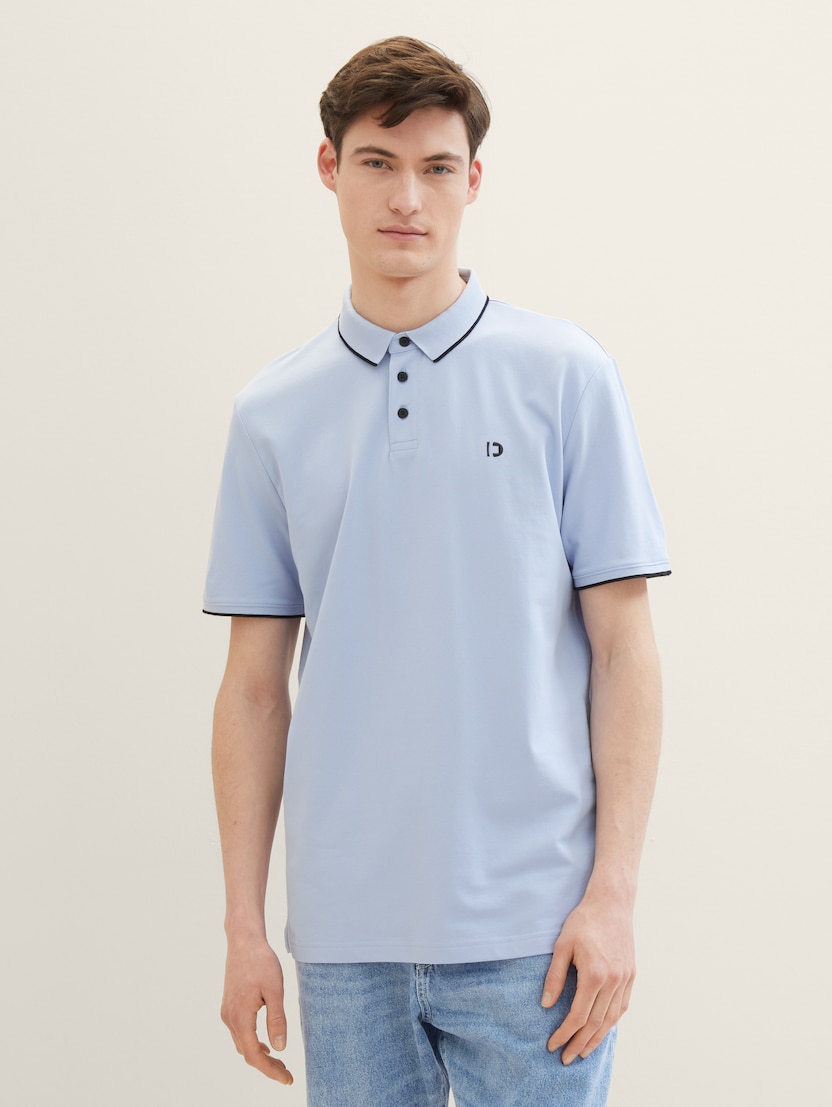  Polo majica z detajli na ovratniku - Modra-1040473-11486